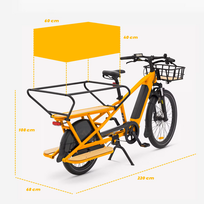 Vélo cargo électrique longtail chargement arrière R500E