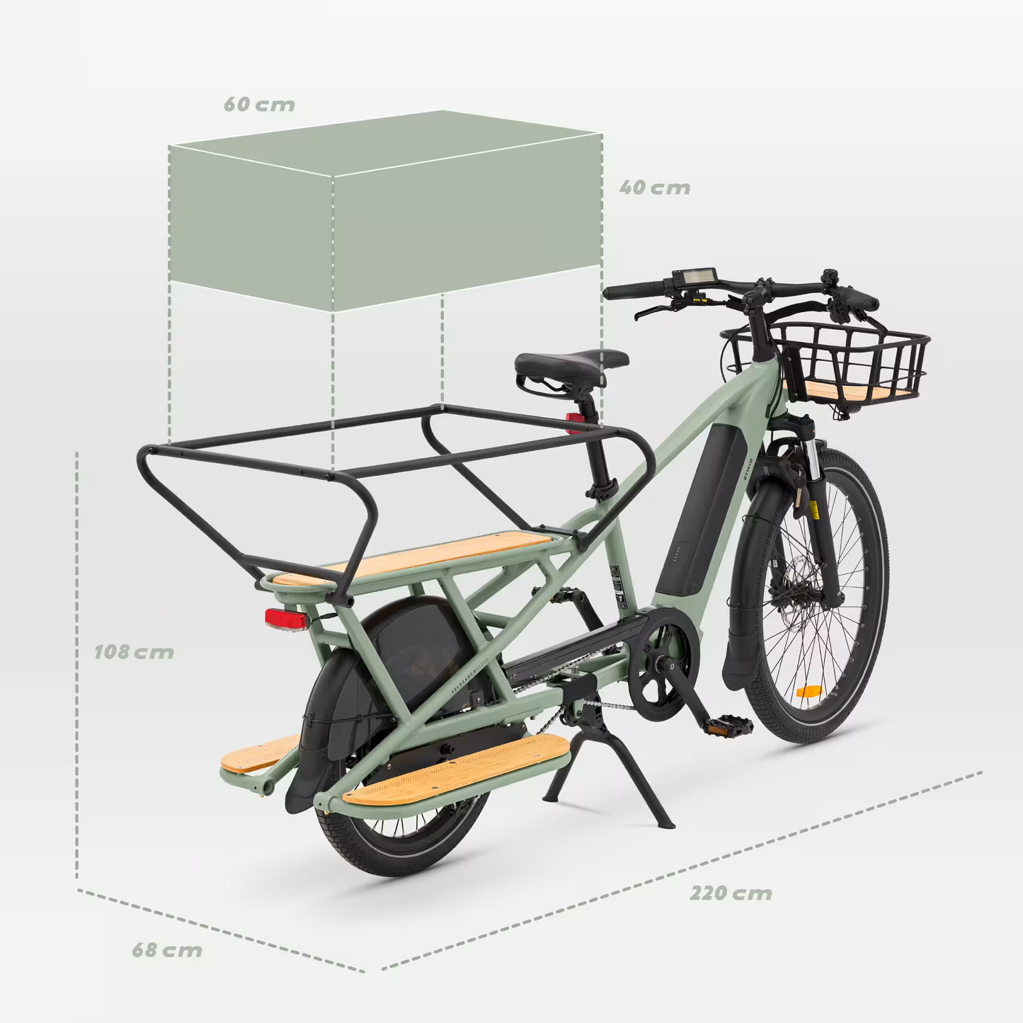 Vélo cargo électrique longtail chargement arrière R500E
