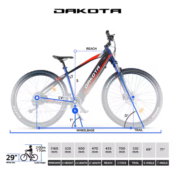 Urbanbiker Dakota | Ebike Montagne | Autonomie jusqu'à 140KM | 27,5"