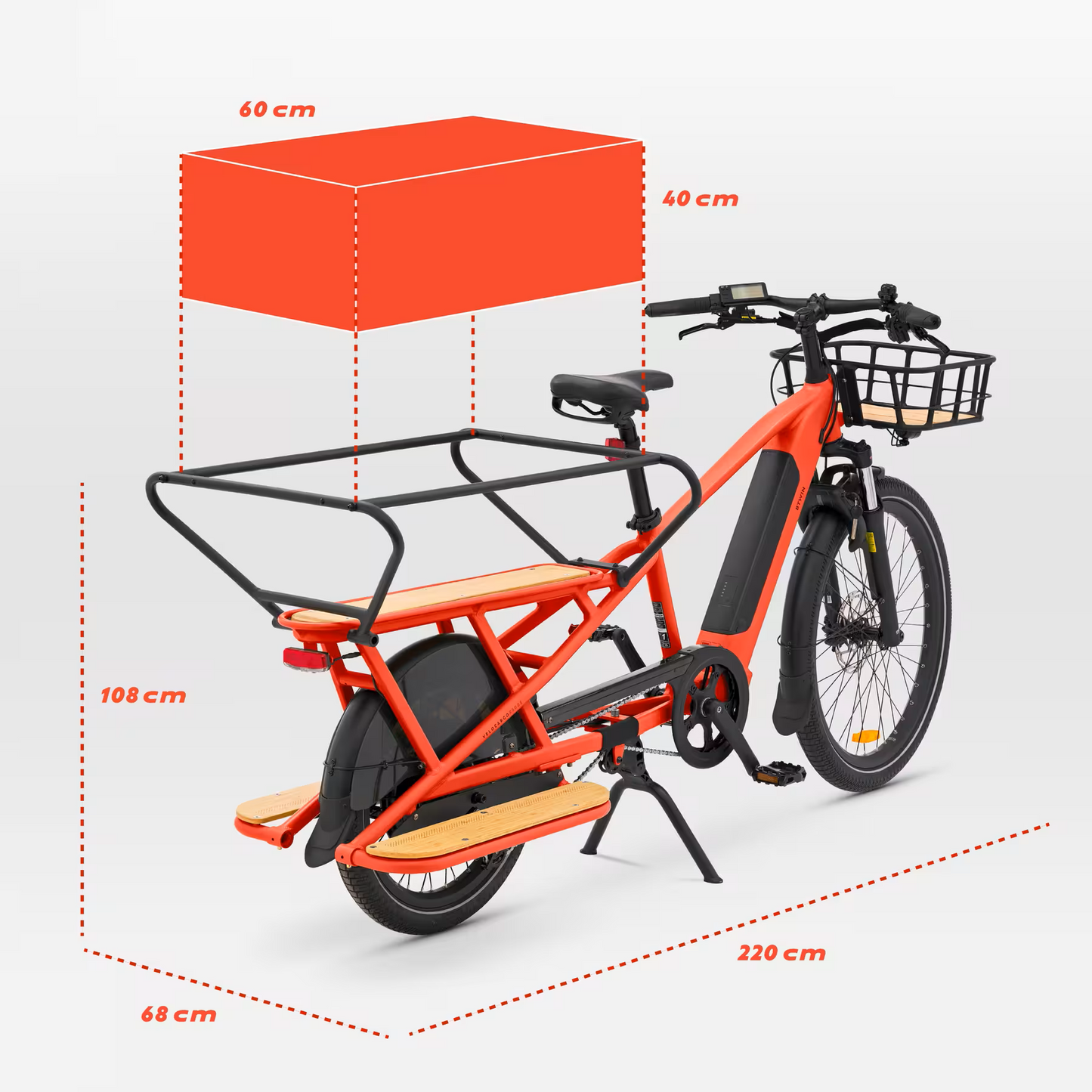 Vélo cargo électrique longtail chargement arrière R500E